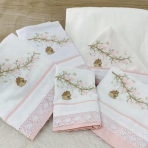 Kit Banho Bordado – Jardim Rosa
