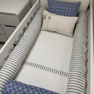 Kit Berço Azul Clássico Listrado