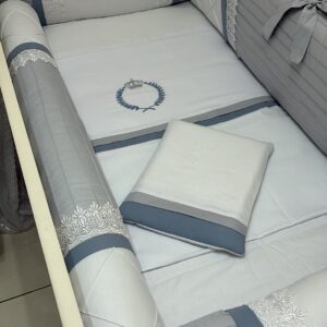 Kit Berço Cinza com azul jeans