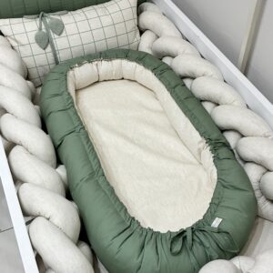 Kit Berço trança em linho Verde militar